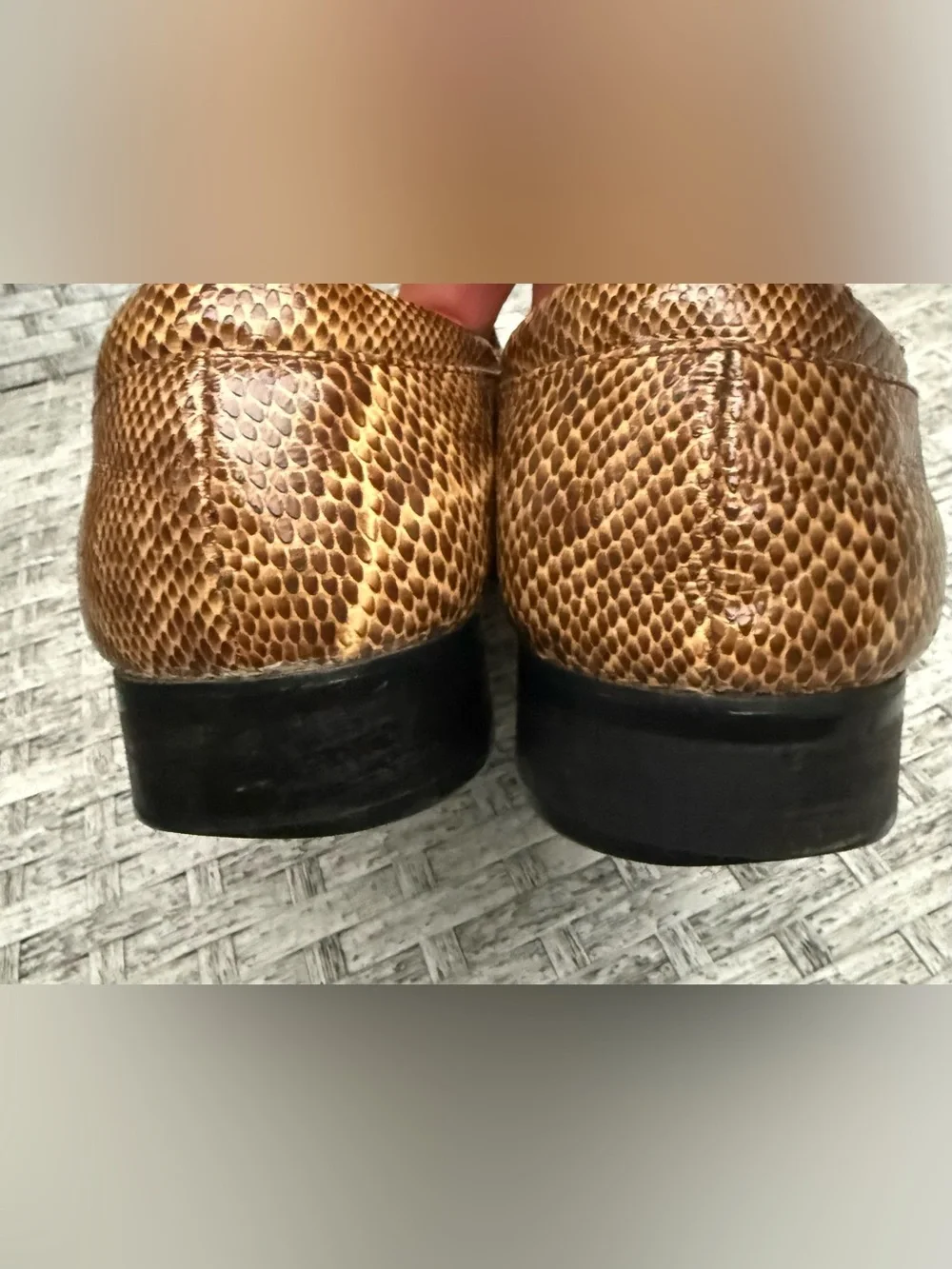 Vieri Woven Leather & Snakeskin Print Slip-On Loafers Square Toe Men’s EU 42